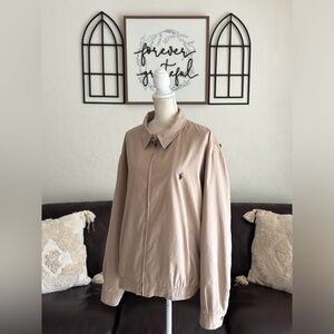 Polo Ralph Lauren Bomber Style Jacket Size XXL Beige Fleece Lined Vintage Retro